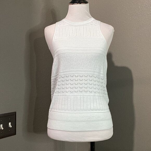 Abercrombie & Fitch Light Blue Knit Sweater Pointelle Tank Top - Picture 10 of 10